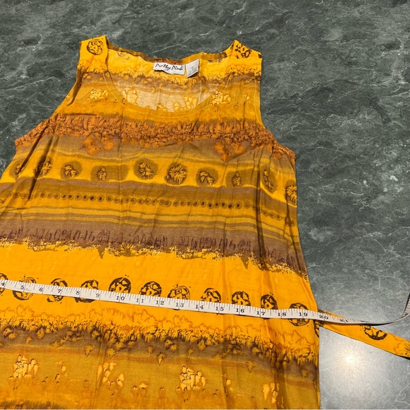 Pretty Pink Made In Nepal Dress Size Small NWOT Yellow Orange Sunset Motif - Picture 6 of 15